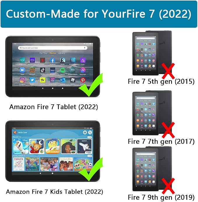Kids Case for New Tab 7-inch 2024 Lightweight Shockproof Kid-Proof Cover with Stand Cover - Black