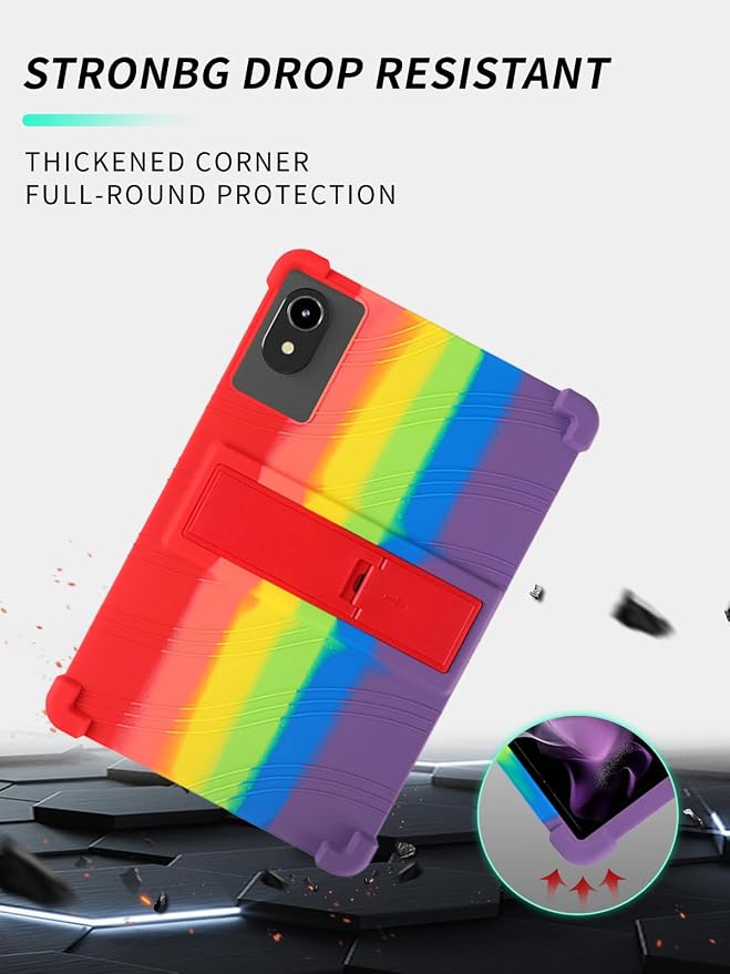 Case for ApoloMedia EP1095T 11 Tablet 2025 Android 15，WUNIAK Shock Proof Lightweight Stand Rubber Shell Protective CoverKids Friendly Soft Silicone Adjustable Stand CoverBlack