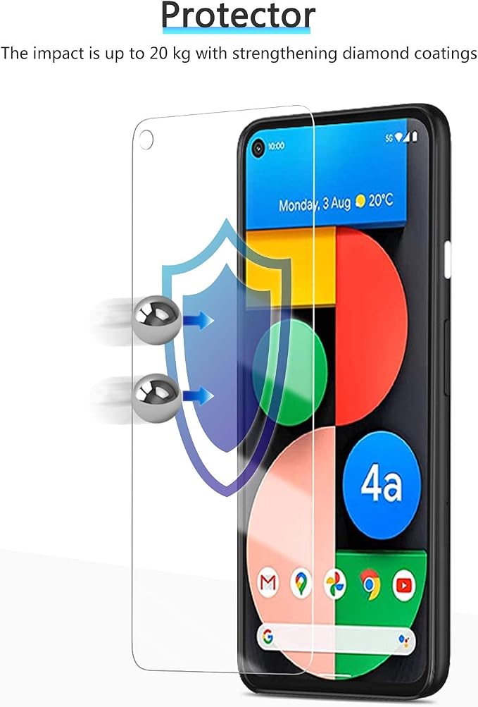 OMOTON [3-Pack] Screen Protector for Google Pixel 4a 5G 6.2 Inch [Not Fit for Pixel 4a 4G] Tempered Glass Screen Protector for Google Pixel 4a 5G 2020 Released Bubble Free/Alignment Frame