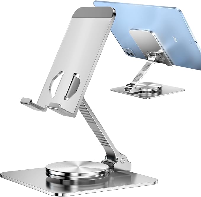 360 Rotatable Foldable Phone Stand for DeskFully Adjustable Desktop Phone Holder Cradle Dock Compatible with iPhone 17 16 15 14 13 12 11 Pro MaxTabletsAll Phones(Black)