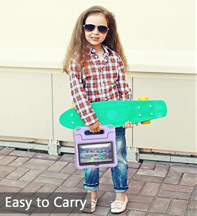 Kids Case for Amazon Fire 7 Tablet Case (12th Generation 2022)Blue | Lainergie Lightweight Easy to Carry Shockproof Kids Friendly Durable Hight Quality EVA Material Cover with Handle Stand