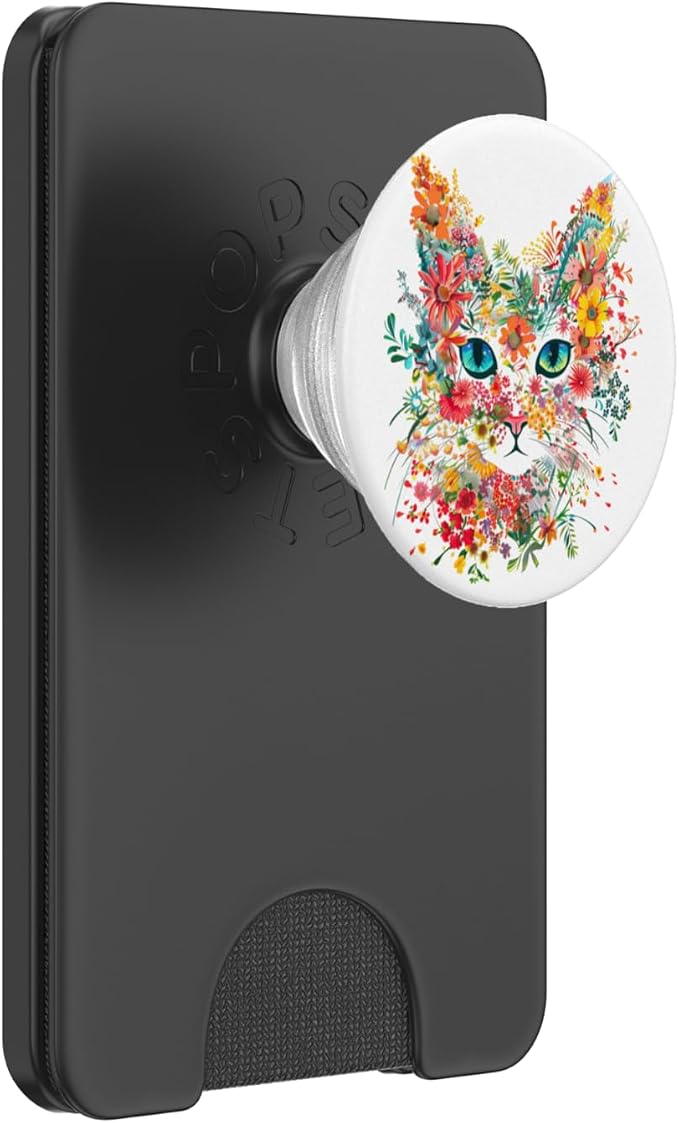 Floral Flower Cat PopSockets PopGrip for MagSafe