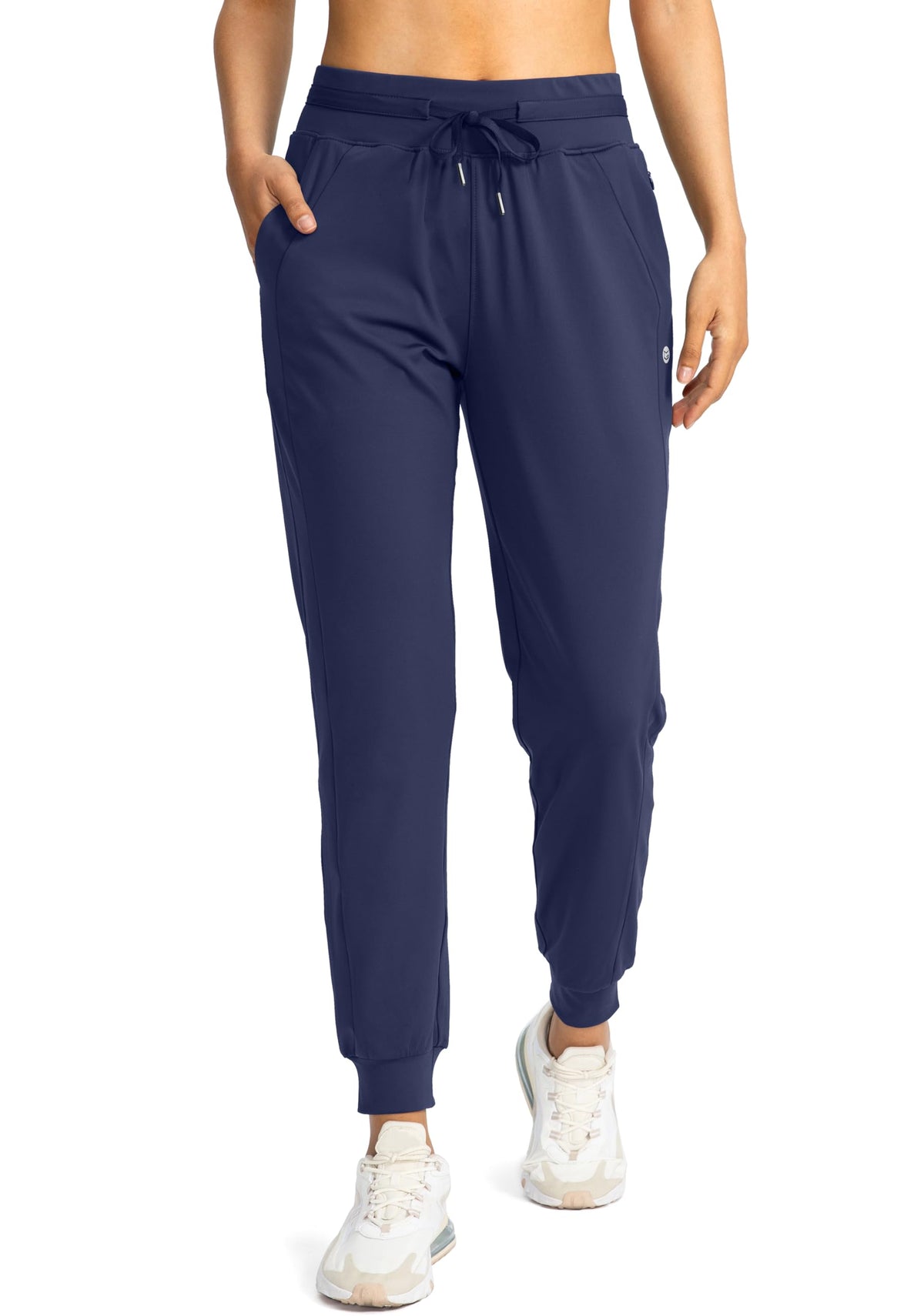 G Gradual Women's Joggers Pants with Zipper Pockets High Waisted Athletic Tapered Sweatpants for Women Workout Lounge (Navy, Medium)