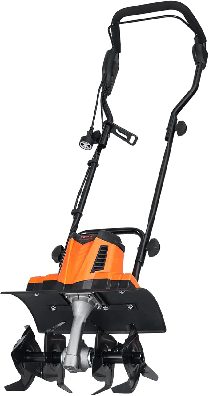 VEVOR 10 Amp Electric Tiller, 14" Tilling Width 3.94" Tilling Depth Corded Electric Tiller/Cultivator, Steel Mn Tines, Rototiller for Garden Lawn Soil Digging