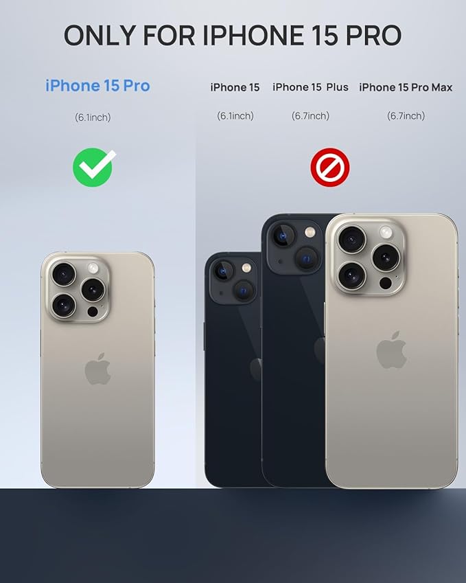 Lanhiem Magnetic for iPhone 15 Pro Case, IP68 Waterproof Dustproof Case, [Compatible with Magsafe] [Built-in Screen Protector] Full Body Heavy Duty Rugged Phone Cover 6.1 inch, Natural