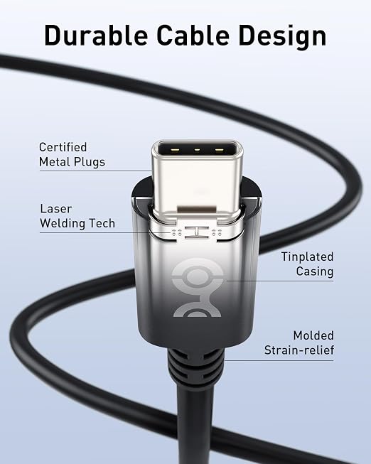 Cable Matters [USB-IF Certified] 240W USB C Charging Cable 6.6ft Black | 480Mbps Data No Video Support USB C Charger Cable for MacBook iPad Pro XPS Surface Pro