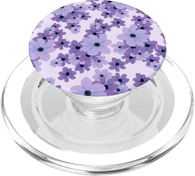 Purple Flowers Pattern Pop-Up Socket Grip-Flowers Floral PopSockets PopGrip for MagSafe