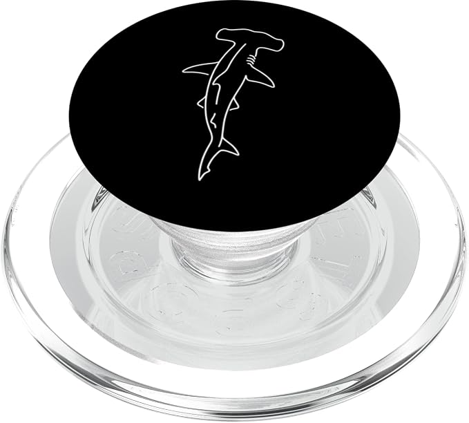 Hammerhead Shark Outline Minimal Line Art Design PopSockets Adhesive PopGrip