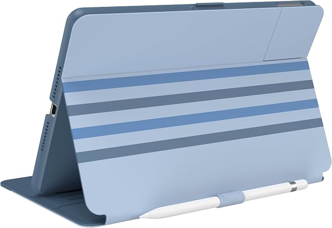 Speck Balance Folio Case for iPad 10.2 Inch (2019-2021) - Drop &amp Camera Protection Slim Multi Range Stand Apple Pencil Holder - Arcadia Navy/Moody Grey