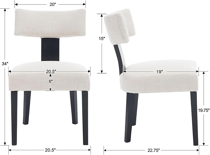 Upholstered Dining Chairs Set of 6 Modern Wooden Kitchen Chairs Fabric Side Dining Room Chair Farmhouse Dinner Chair, Beige