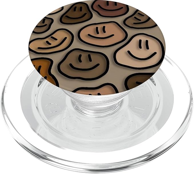 Trippy Liquid Swirl Dripping Art Aesthetic Beige Smile face PopSockets Adhesive PopGrip