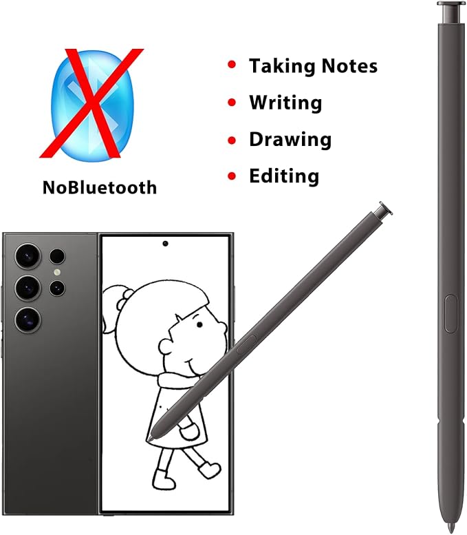 2 Pack Galaxy S24 Ultra S Pen Replacement Compatible with Samsung Galaxy S24 UltraS24 Stylus Pen for Galaxy S24 Ultra Touch S PenUS VersionNoBluetooth(Dark Gray)