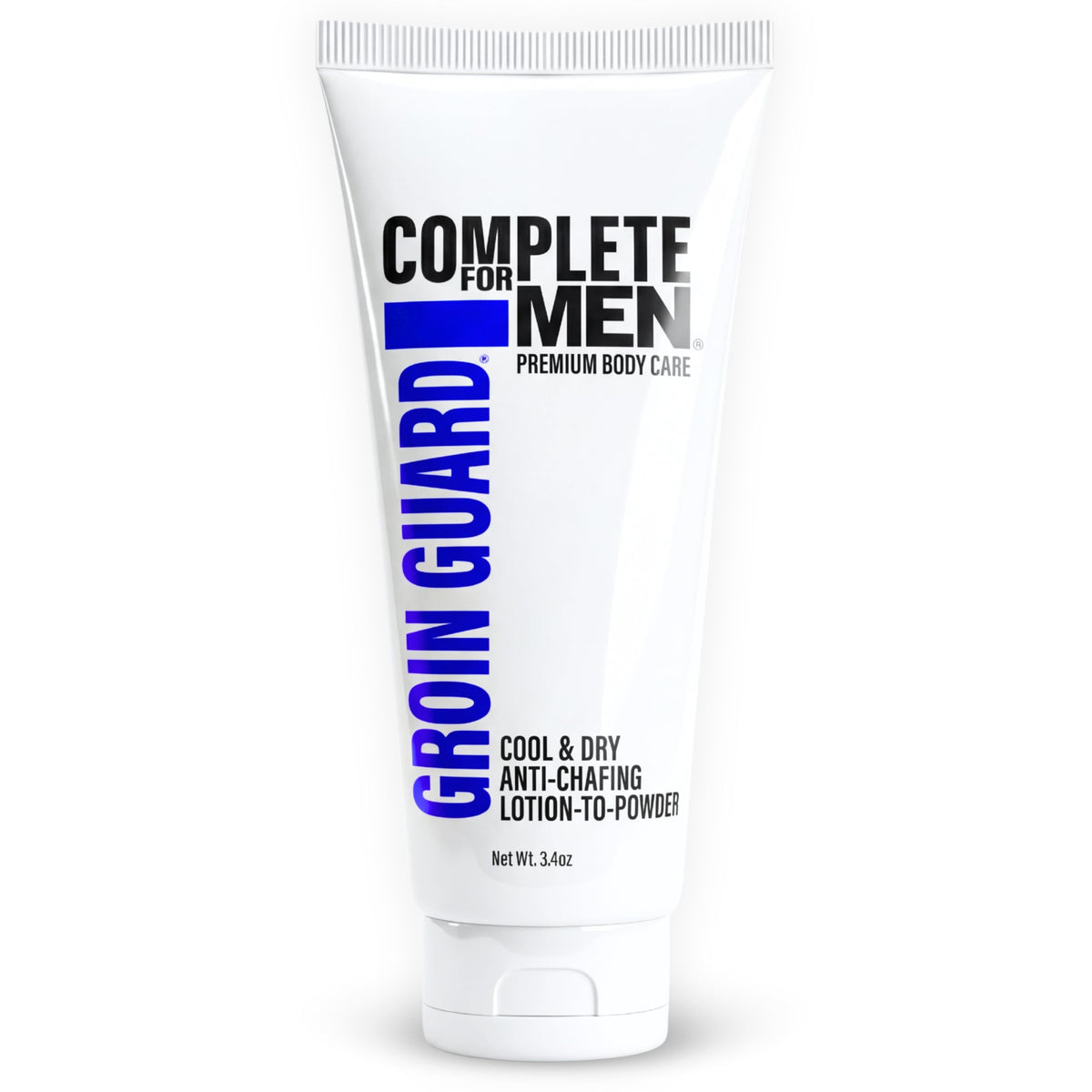COMPLETE FOR MEN Groin Guard Anti-Chafing Cream Lotion to Powder, Stops Chafing, Sweat Defense, Odor Control, Fresh Scent, Ball & Thigh Protection