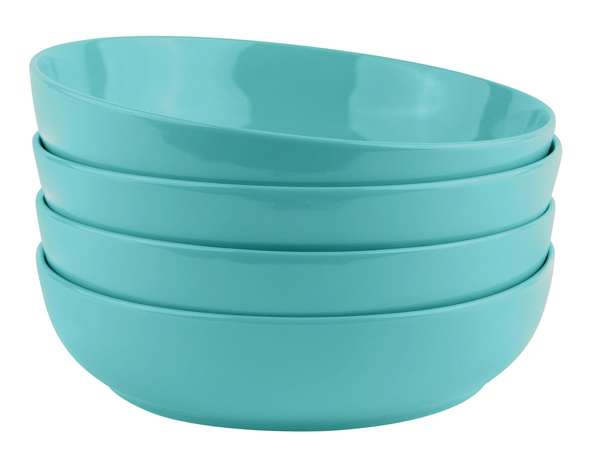 KooK Pasta Bowl, Salad Bowls, Soup, Serving Bowls, Ceramic, Large Capacity, Microwave & Dishwasher Safe, Set of 4, 40 Oz,(Red)