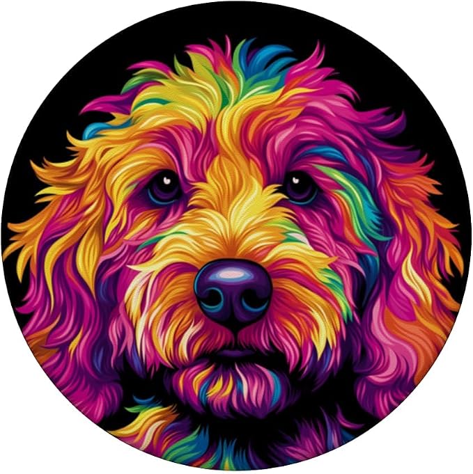 Colorful Goldendoodle Face Golden Doodle Dog Lover Black PopSockets PopGrip for MagSafe