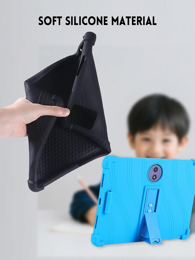 Case for TCL TAB A1 Plus Android Tablet 12.2 Inch (Dark Black) | (Model 9445X) Soft Silicone Kids Friendly Protective Cover with Adjustable Stand Drop-Proof