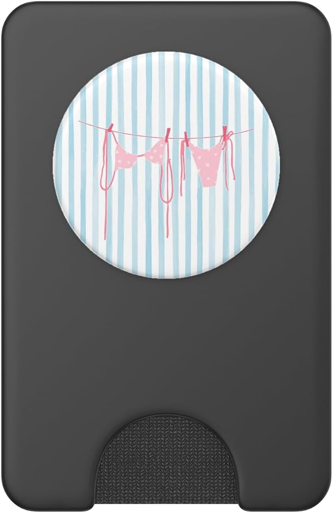 Bikini Summer Holiday Beach Girly Pink Swimsuit Stripped PopSockets PopWallet for MagSafe
