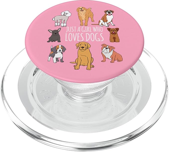 Fun Cute Pink Just A Girl Who Loves Dogs PopSockets Adhesive PopGrip