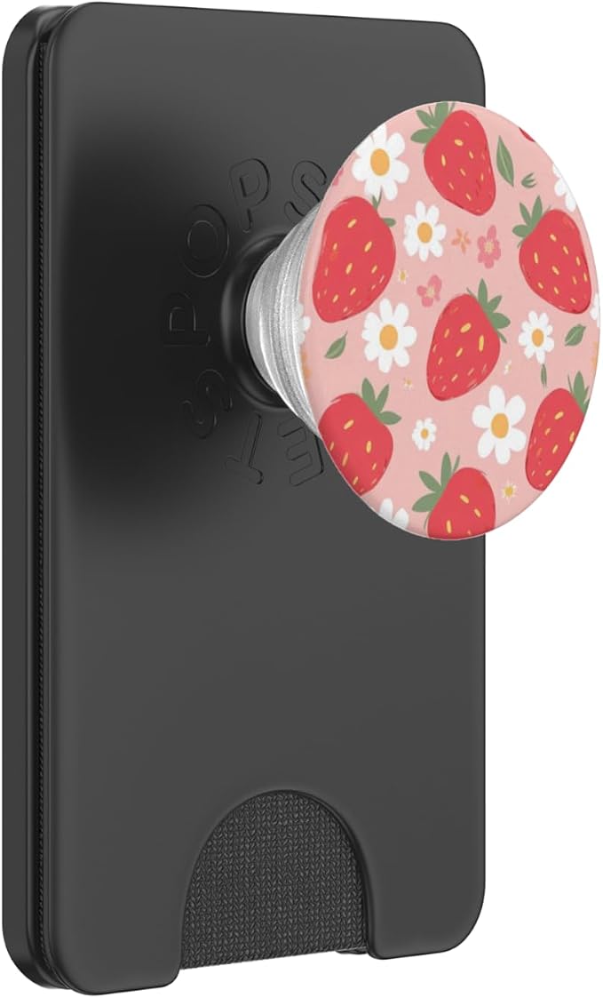 Pink Strawberry Daisy Pattern PopSockets PopGrip for MagSafe