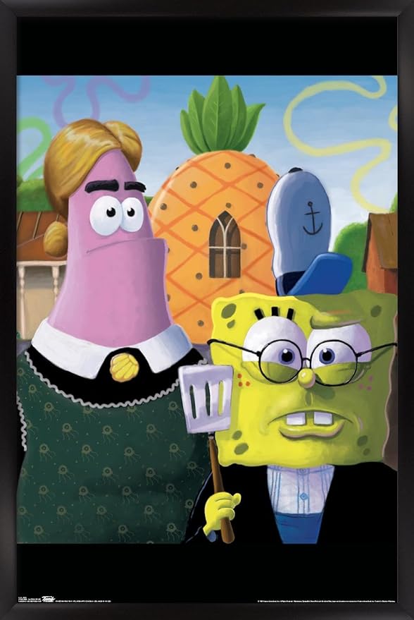Trends International Nickelodeon Spongebob - American Gothic Wall Poster, 22.375" x 34", Black Framed Version
