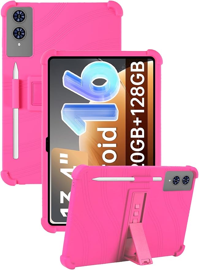 Case for TECLAST T65 Tablet 13.4 Inch (Black) | Soft Silicone Kids Friendly Protective Cover with Adjustable Stand and Pen Holder Drop-Proof