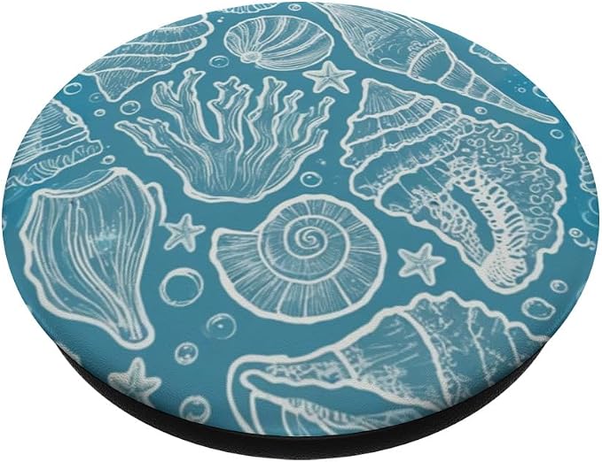 Aqua Seashell Coral Pattern PopSockets PopGrip for MagSafe