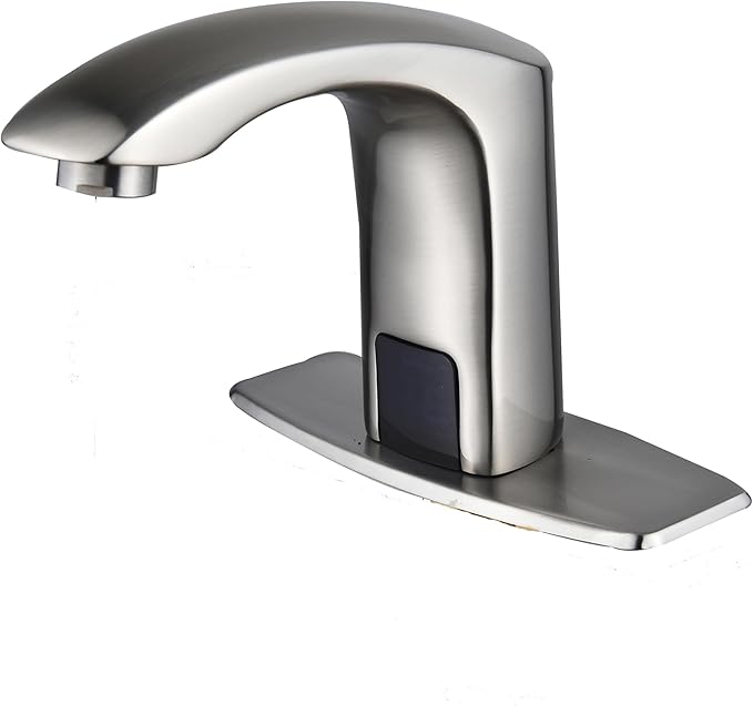 HALO Automatic Commercial Sensor Grifo Touchless Bathroom Faucet with Hole Cover Deck Plate Motion Activated Hands Free Vessel Sink Robinet Brushed Nickel