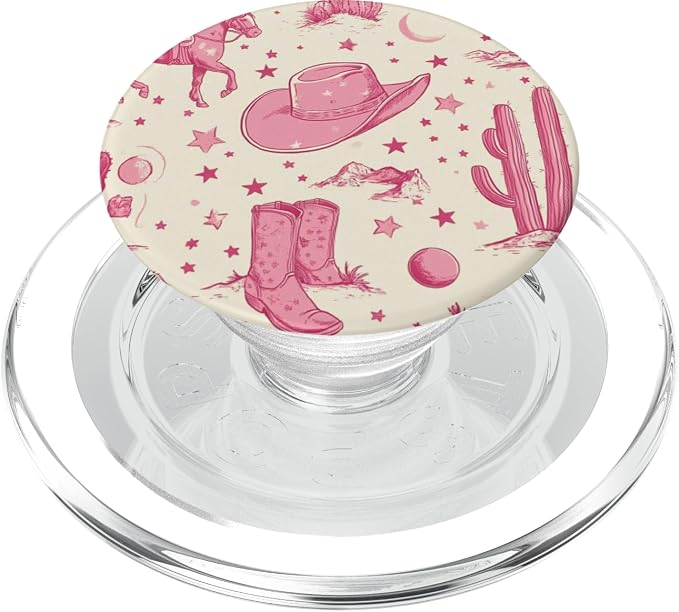 Pink Cowgirl Boots Southern Girl Horse Riding Rodeo PopSockets PopWallet for MagSafe