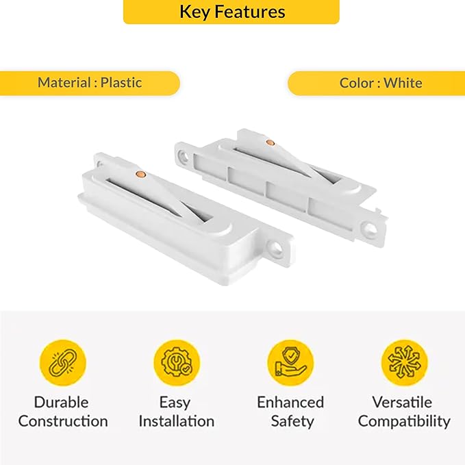 Brixwell Single Action WOCD Set with Limit Control Device, Plastic Material, White Finish, 3-1/2" Height, 3/4" Width, Left and Right Hand, Includes Limit Control Feature for Sliding Windows