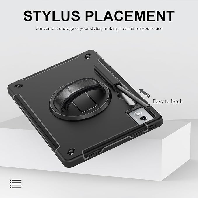 ZenRich Rugged Case for Lenovo Idea Tab Pro 12.7inch,Heavy Duty Shockproof Protective Case w/ [360 Rotating Kickstand] [Hand Strap][Shoulder Belt] for Lenovo Idea Tab Pro 2025 Realease Black