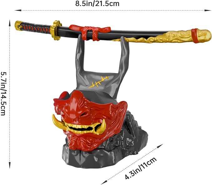 NiHome Samurai Warrior Mask Gaming Controller Holder Stand for PS5 Xbox Switch &amp Headsets Handcrafted Resin Sculpture Desktop Display Organizer for Gamers Multi-Device Charging Dock for Smartpho