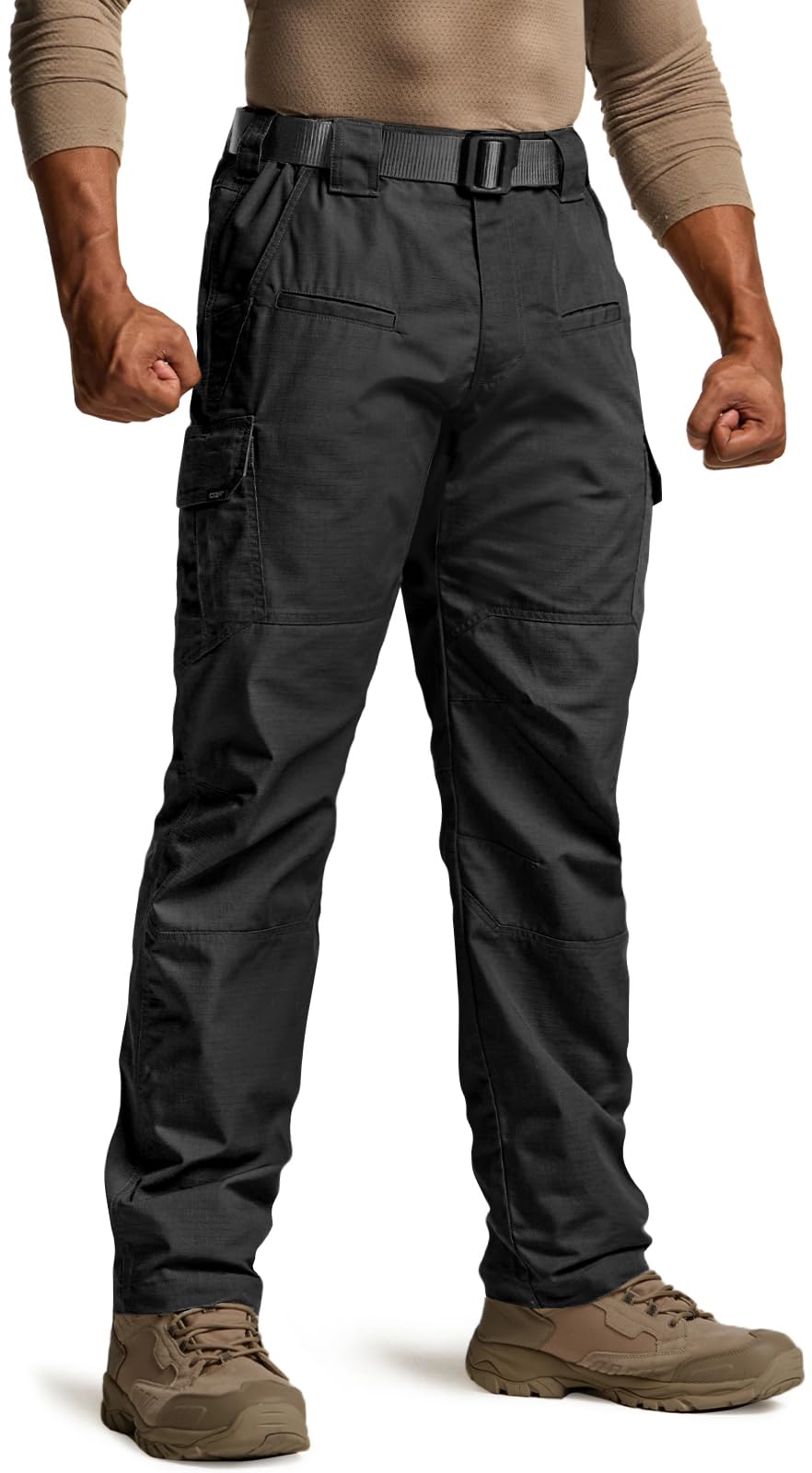 CQR Men's Tactical Pants, Water Resistant Ripstop Cargo Pants, Lightweight EDC Work Hiking Pants, Outdoor Apparel, Raider Black, 40W x 34L