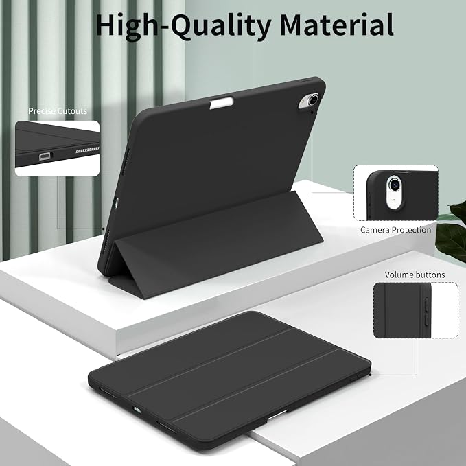kenke Case for iPad Air 11-inch M4/M3/M2 (2026/2025/2024) iPad Air 5th/4th Generation (2022/2020) 10.9-inch Auto Sleep/Wake Slim Trifold Smart Cover with Pencil Holder Soft TPU Back Black