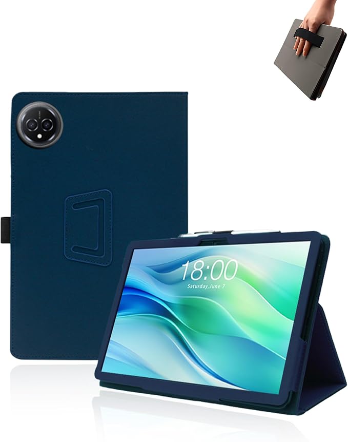 Case for FEONAL Android 14 Tablet 11 inch Tablets11 inch TabletUYRUREL Leather Slim Folding Stand Cover with Hand Strap Magnet for Men Women Full ProtectionBlack.