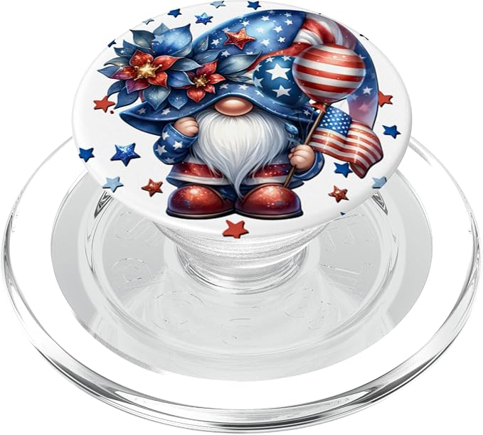 Red White And Blue Gnome Accessories For Independence Day PopSockets Adhesive PopGrip