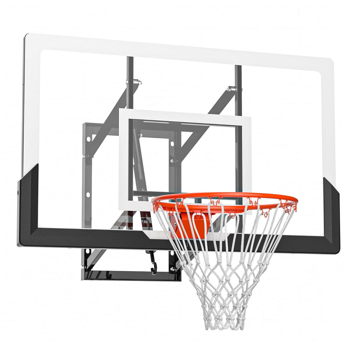 IGL Wall Mounted Basketball Hoops Outdoor, 7.5-10ft Adjustable 52in Goal
