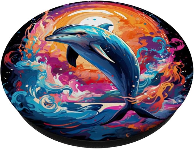 Colorful Dolphin Spirit Animal Multicolor Art Dolphin PopSockets Swappable PopGrip