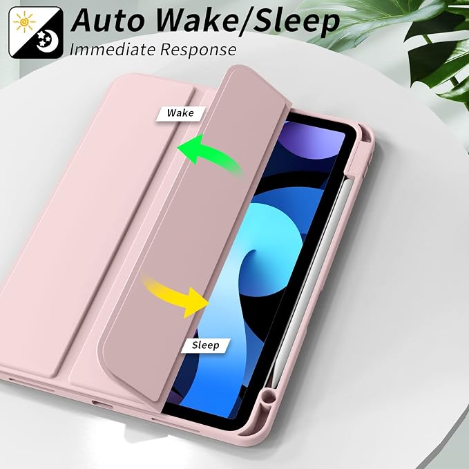 kenke Case for iPad Air 11-inch M4/M3/M2 (2026/2025/2024) iPad Air 5th/4th Generation (2022/2020) 10.9-inch Auto Sleep/Wake Slim Trifold Smart Cover with Pencil Holder Soft TPU Back Black