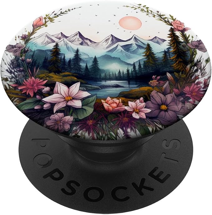 Boho Chic Floral Wreath Forest Nature Mountain Cute Pastel PopSockets PopGrip for MagSafe