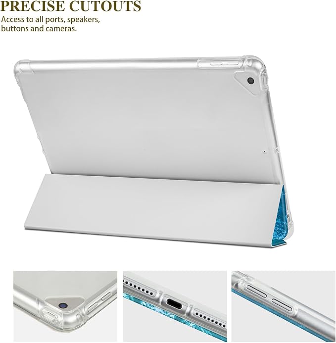 Vimorco for iPad 5th/6th Generation Case 9.7 Inch 2017/2018 for iPad Air 1/2 Case 2013/2014 Pencil Holder/2 Viewing Stands/Typing Stand/Slim Cover for iPad 5/6 Gen Blue Flower Floral