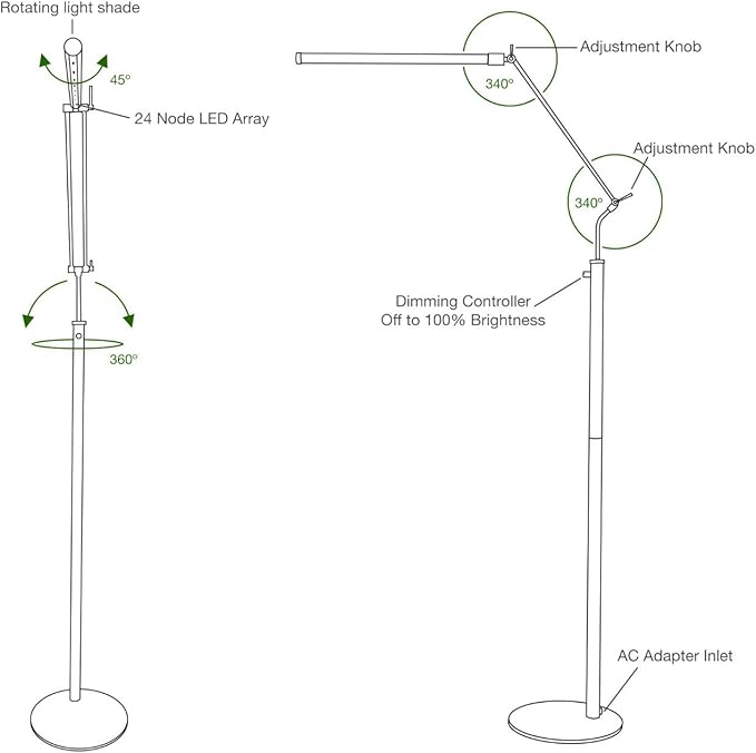 Cocoweb High Powered, dimmable, LED Floor Lamp - Fled-GPS (Black Brass)