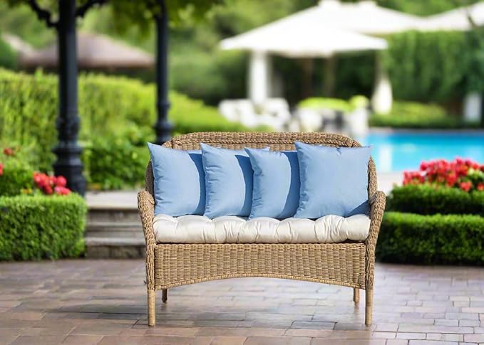 RSH DECOR: Sunbrella Play Square Throw Pillows Set of 2 | 17" x 17" | Water and Fade-Resistant Performance Fabric | Outdoor Pillow Covers with Down-Alternative Inserts | Play Scarlet