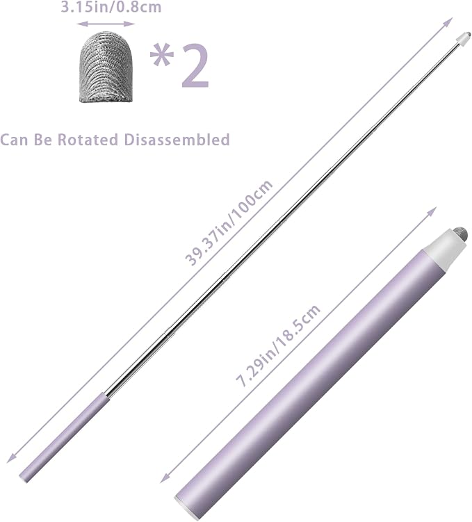 Universal Telescopic Stylus Pen for Touch Screens Retractable Pointer Stick Stylus with Special Flocking Tip Pointers for Classroom Pointer Finger Stick Anti Slip Pen Clip Black