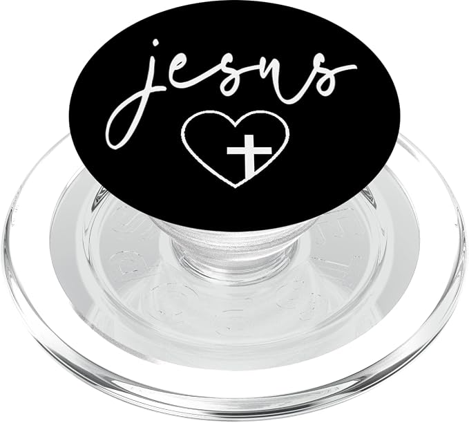 Jesus Cross Love Faith Easter Christmas White Font Black PopSockets Adhesive PopGrip