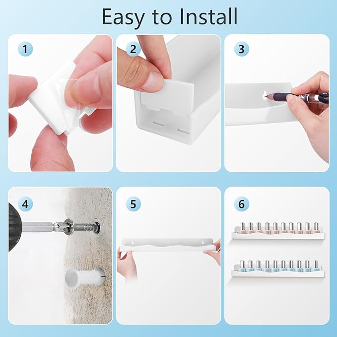 6 Pack Wall Mounted Acrylic Nail Polish Organizer Rack 15 Inch White Nail Polish Shelf with Removable Ends Multi-Purpose Shelf for Essential Oils Cosmetics Storage Display for Salon Bathroom