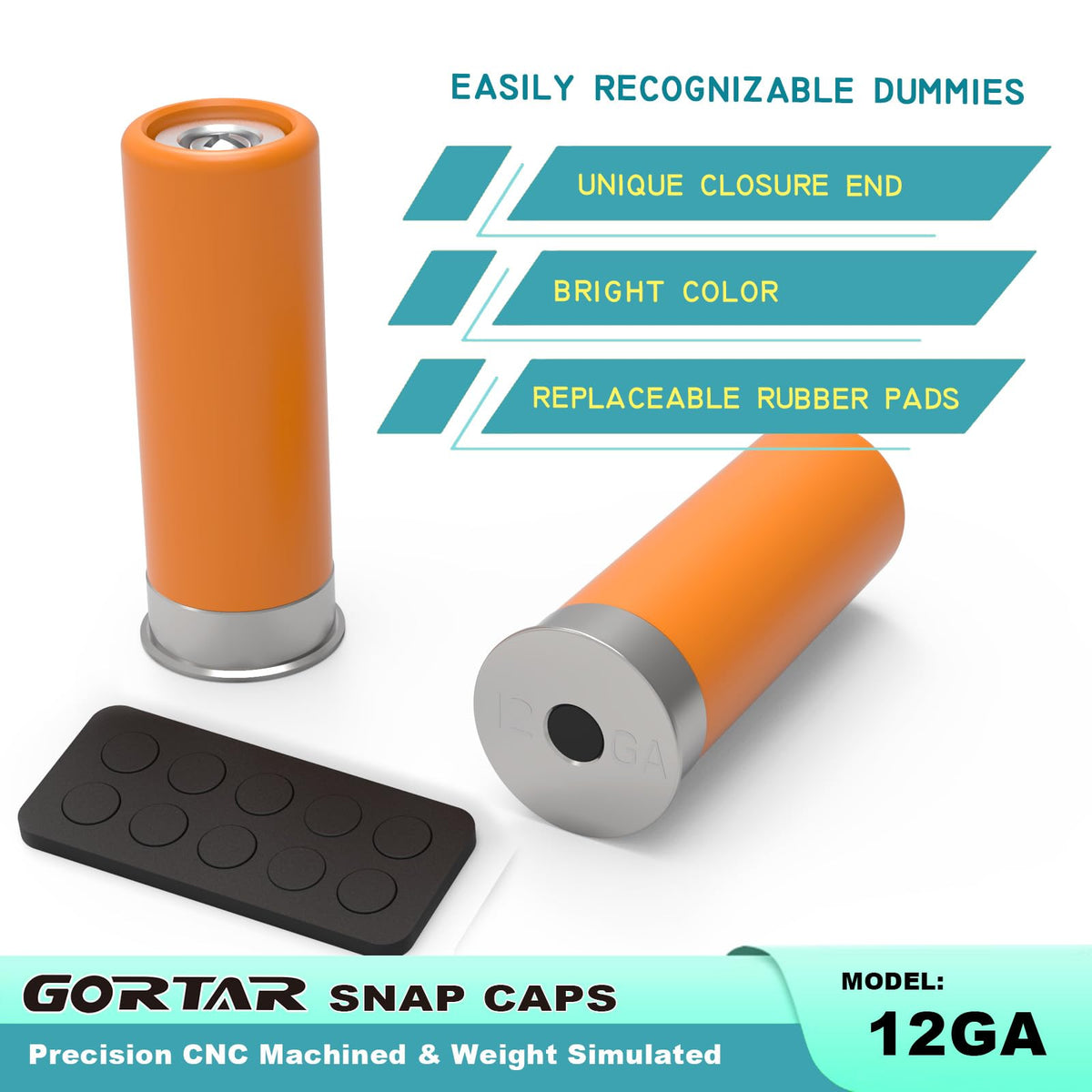 GORTAR 12GA Snap Caps Training Dummy Rounds Practice Safe Loading Firing Close to Real Weight -12 Pcs