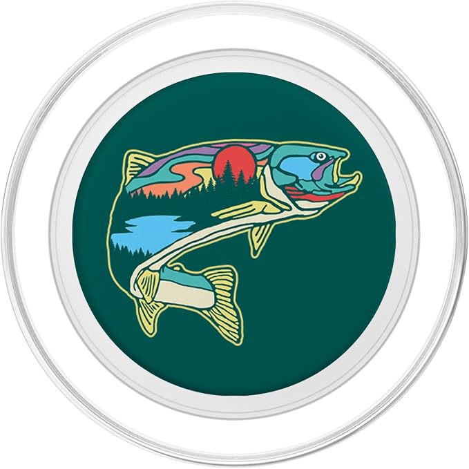 Nature Trout Illustration Vintage Fly Fishing Retro Design PopSockets Adhesive PopGrip