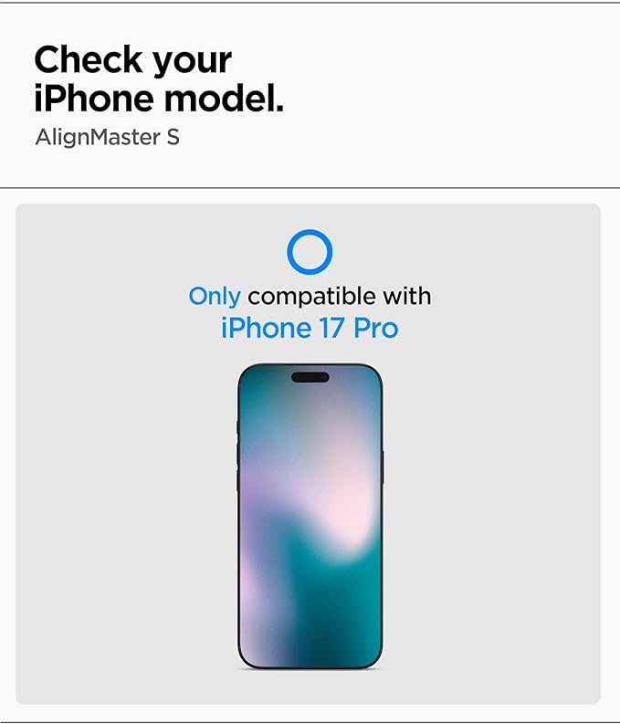 Spigen AlignMaster S Tempered Glass Screen Protector Guard for iPhone 17 Pro [2 Pack] | Easy installation 9H hardness crystal clarity anti-fingerprint touch sensitivity case friendly screen prot