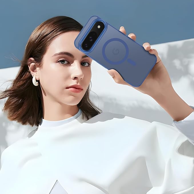 Magnetic for Google Pixel 9/Pixel 9 Pro Case, [Military Grade Drop Protection] [Compatible with MagSafe] Shockproof Slim Translucent Matte Anti-Slip for Women Girls Men Case, Blue