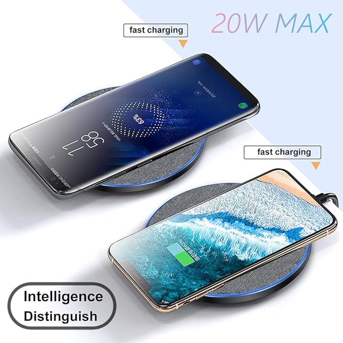 20W Fast Wireless Charger Pad,Wireless Phone Charging Station Compatible with iPhone 16/15/14/13/12/11/SE/X/AirPods,Fast Charge for Samsung Galaxy S25/S24/S23/S22/Note/Buds/Buds +,Pixel,LG G8/7